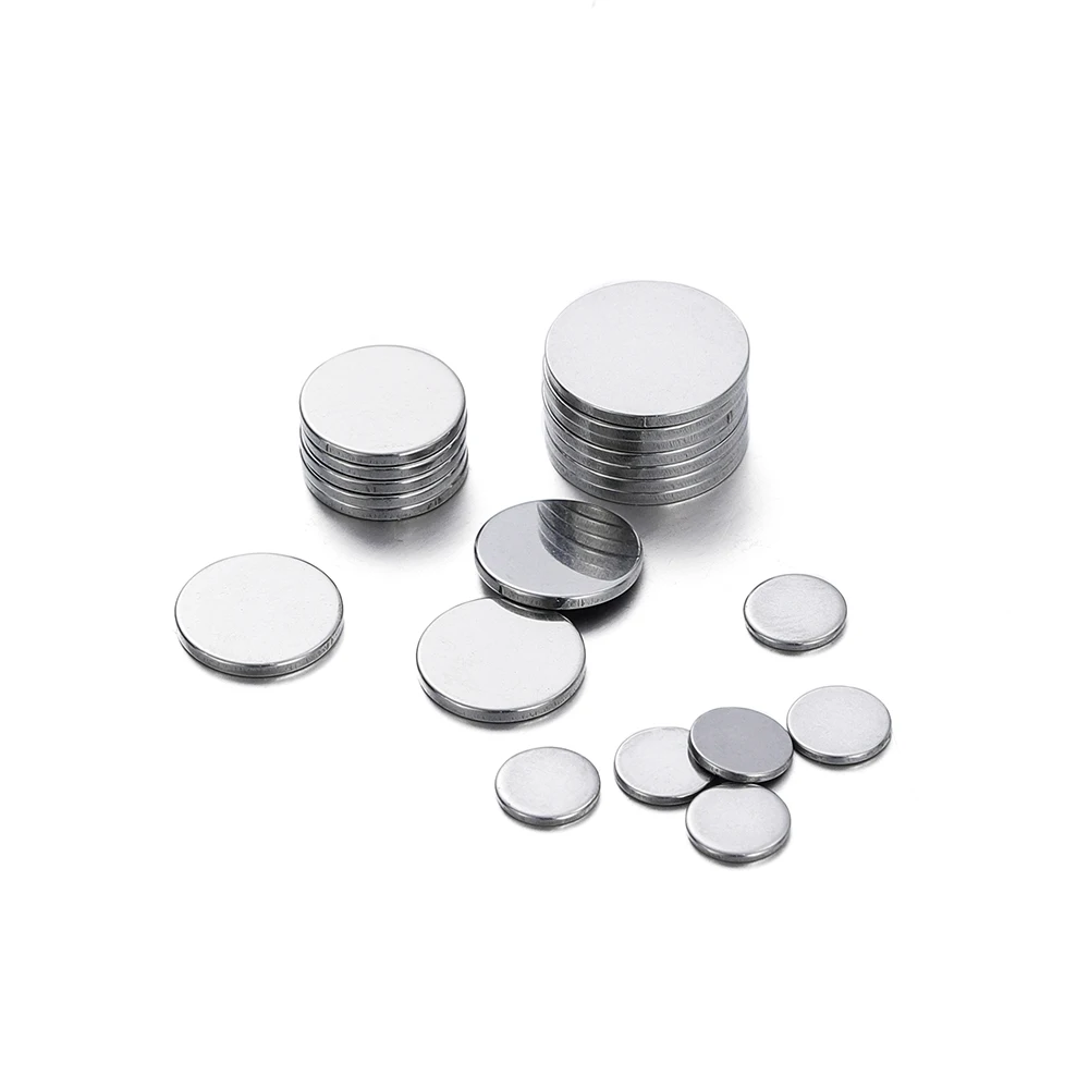 50Pcs 3/4/5/6/8/10/12mm Stainless Steel Flat Round Blank Stamping Tag No Hole Circle Discs for DIY Jewelry Making  Accessories