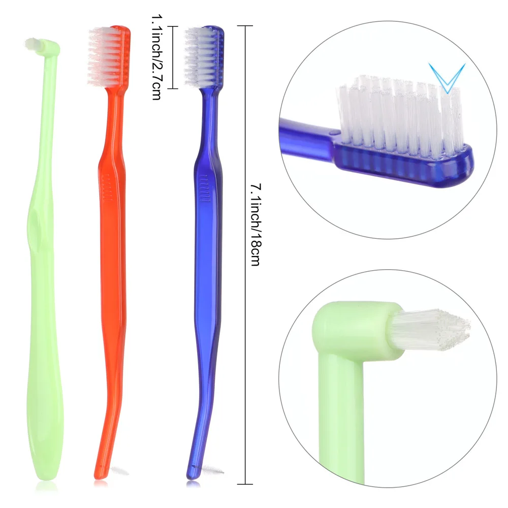 Orthodontic Toothbrushes Double-Ended Interdental Brush V Trim End Tuft Toothbrush for Cleaning Ortho Braces 3 Colors Toothbrush