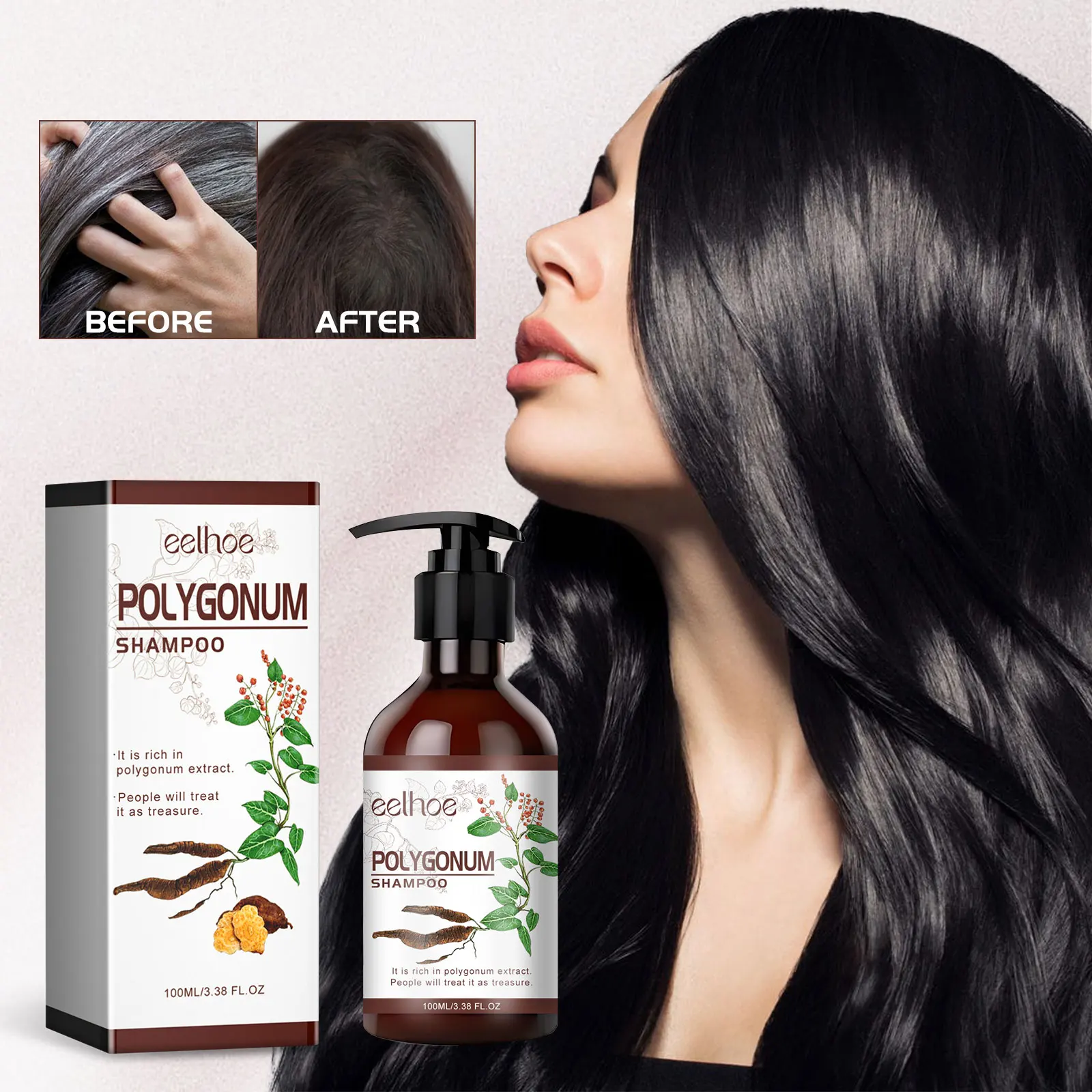 Eelhoe Polygonum Multiflorum Shampoo Nourishing And Protecting Hair Cleaning Oil Control Nourishing Roots Hair Care Shampoo