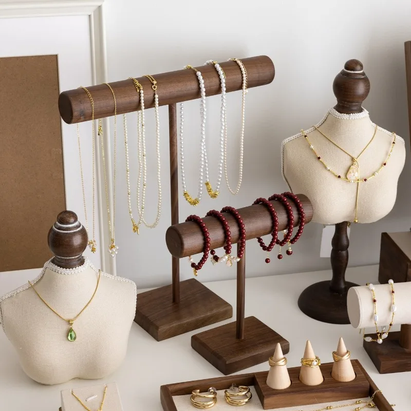 

Подставка для ювелирных изделий из цельного дерева, витрина, органайзер для ювелирных изделий, держатель для манекена, ожерелье, полка для сережек, кулон, браслет, стойка для выставки товаров