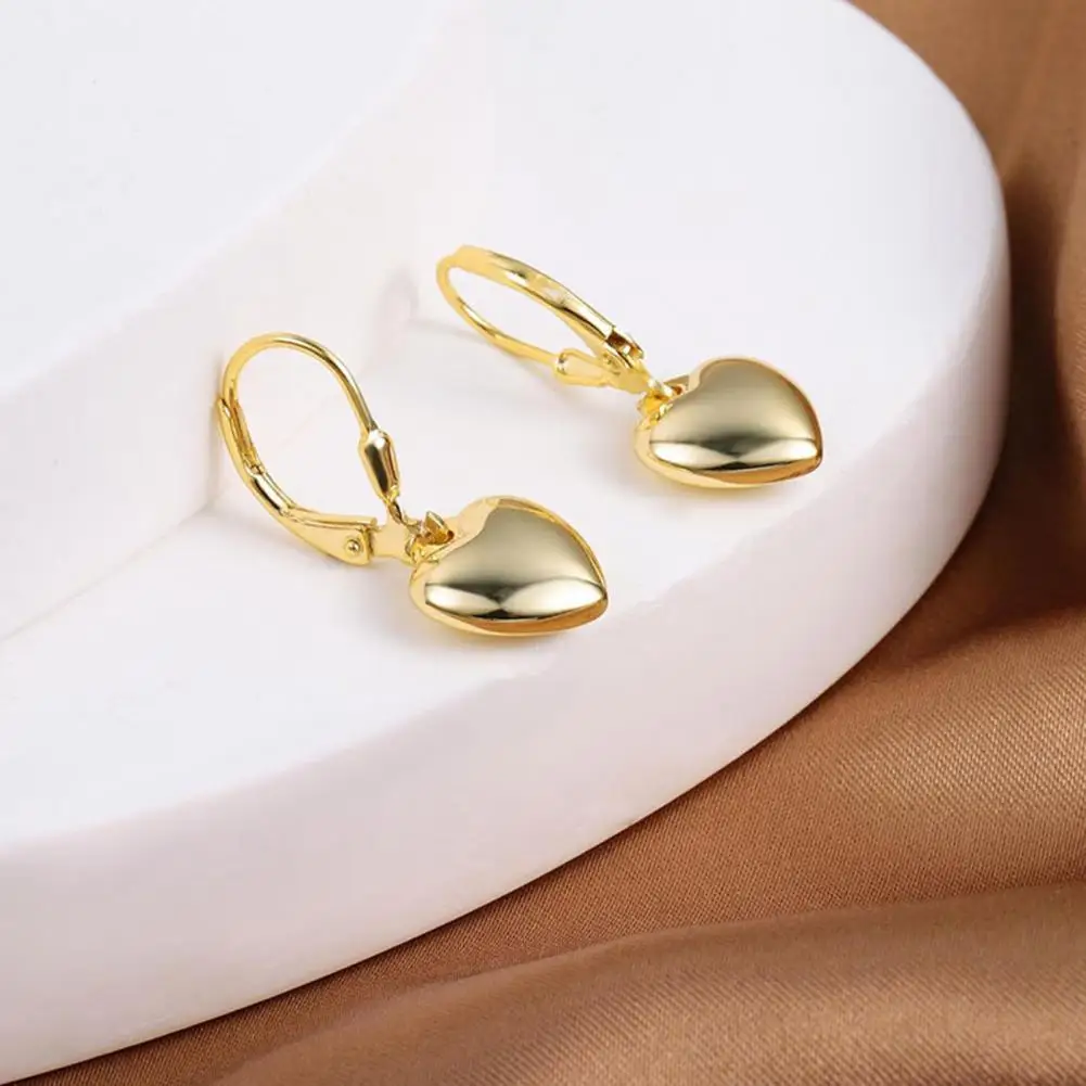 Earrings Elegant Heart Pendant Leverback Earrings for Women Polished Surface Drop Earrings for Dating Prom Parties for Stylish