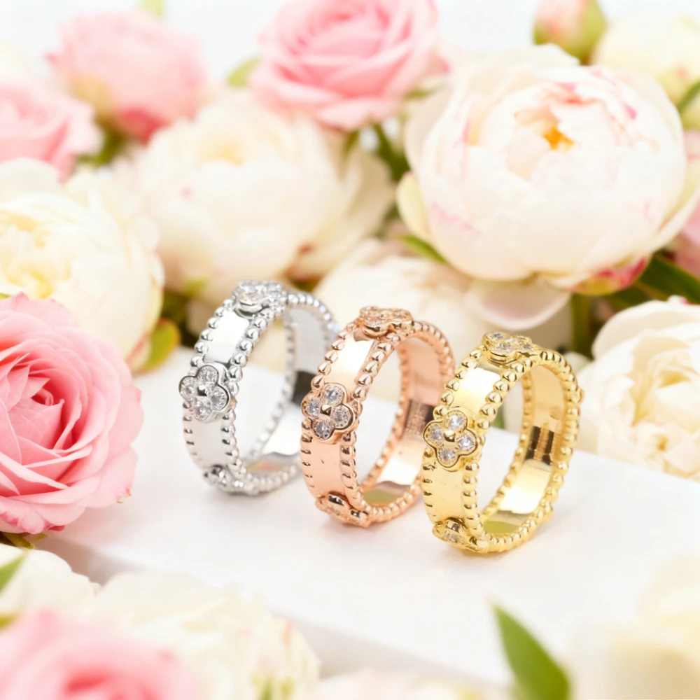 

Classic Fashion Fashion Jewelry Lucky Grass Ring Women's Charm Luxury Brand Gift Party Accessories