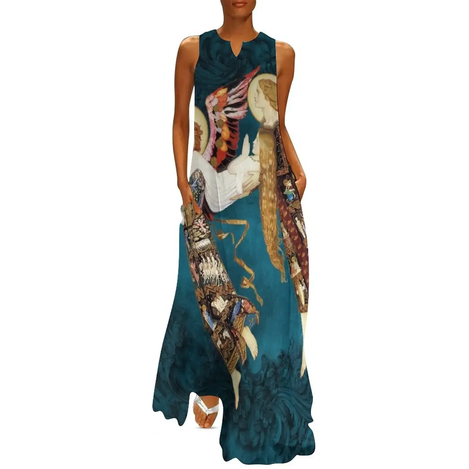 

St. Bridie - Carried by Angels. Celtic Angelic art. Long Dress Woman fashion woman dress Dress for pregnant women