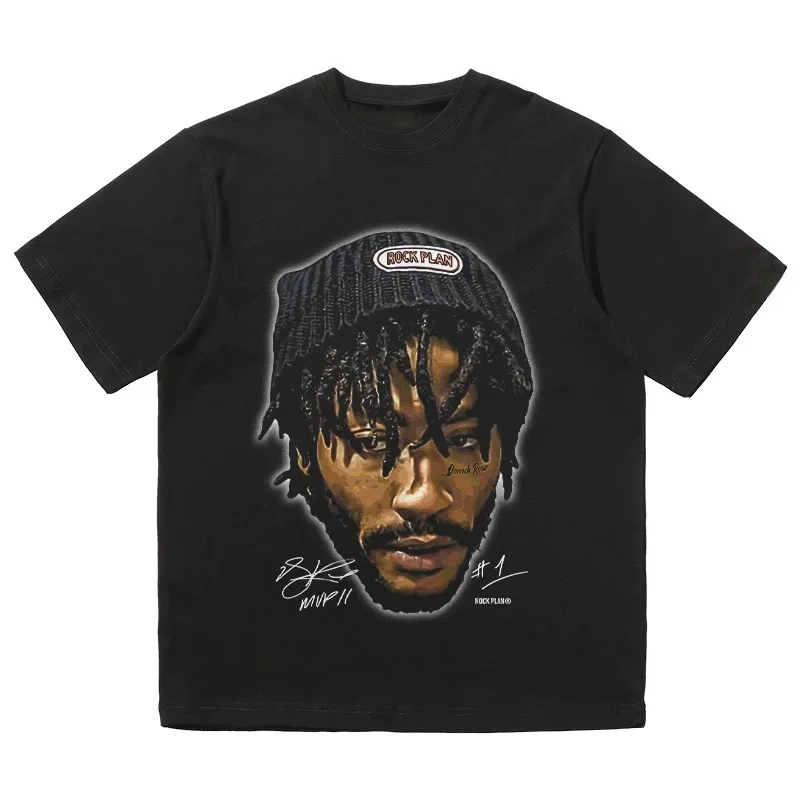 

Derrick Rose T-Shirt Retro MVP Portrait Graphic Lightweight Cotton Crew Neck Durable Vintage Streetwear Daily Outfit Retro
