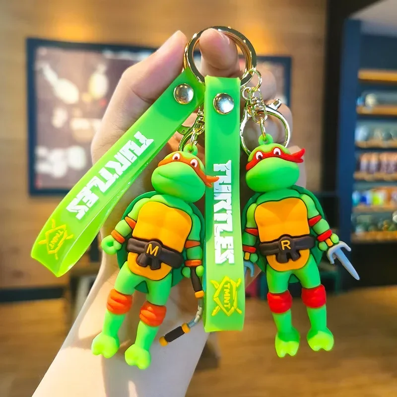 Ninja Turtles TMNT giocattoli portachiavi accessori borsa ciondolo auto bambole per bambini Kawaii Anime Cartoon portachiavi carino portachiavi