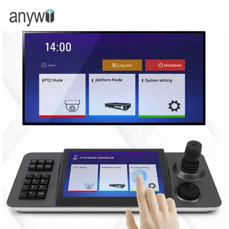 Anywii Touch Screen PTZ Controller Joy Stick Church Broadcast Multi Camera Live Streaming 4k Video Conference Camera Controller