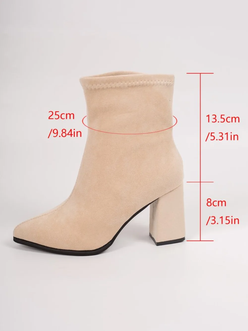 2026 Winter Damenstiefel Spitze Stretch-Sockenstiefel Modische Einfarbige Damenschuhe Hochhackige Kurze Stiefel Moderne Damenschuhe – Detail 2