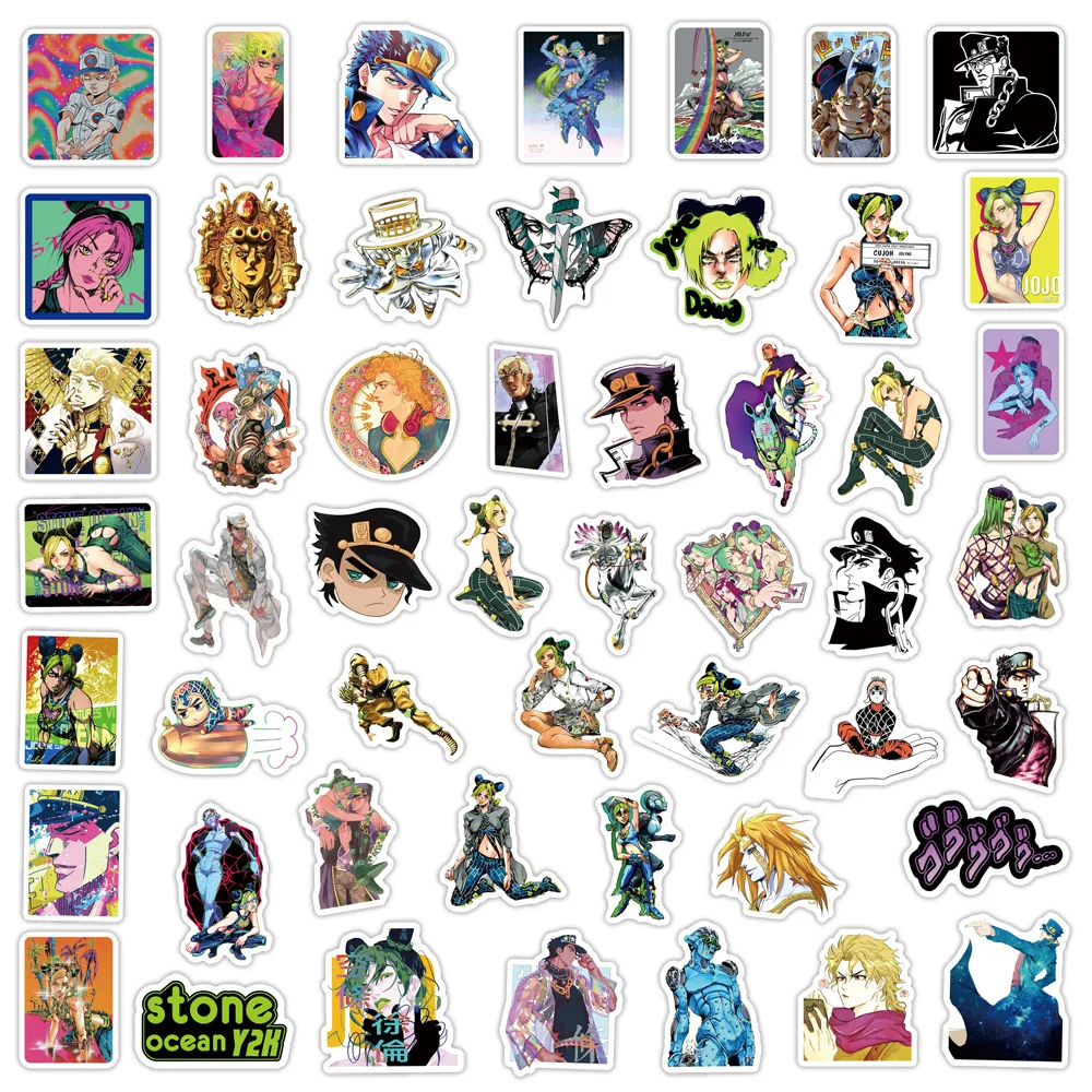 50pcs JoJo’s Bizarre Adventure Stone Ocean Series Graffiti Sticker Suitable for Helmets Desktop Wall Decoration DIY Sticker Pack