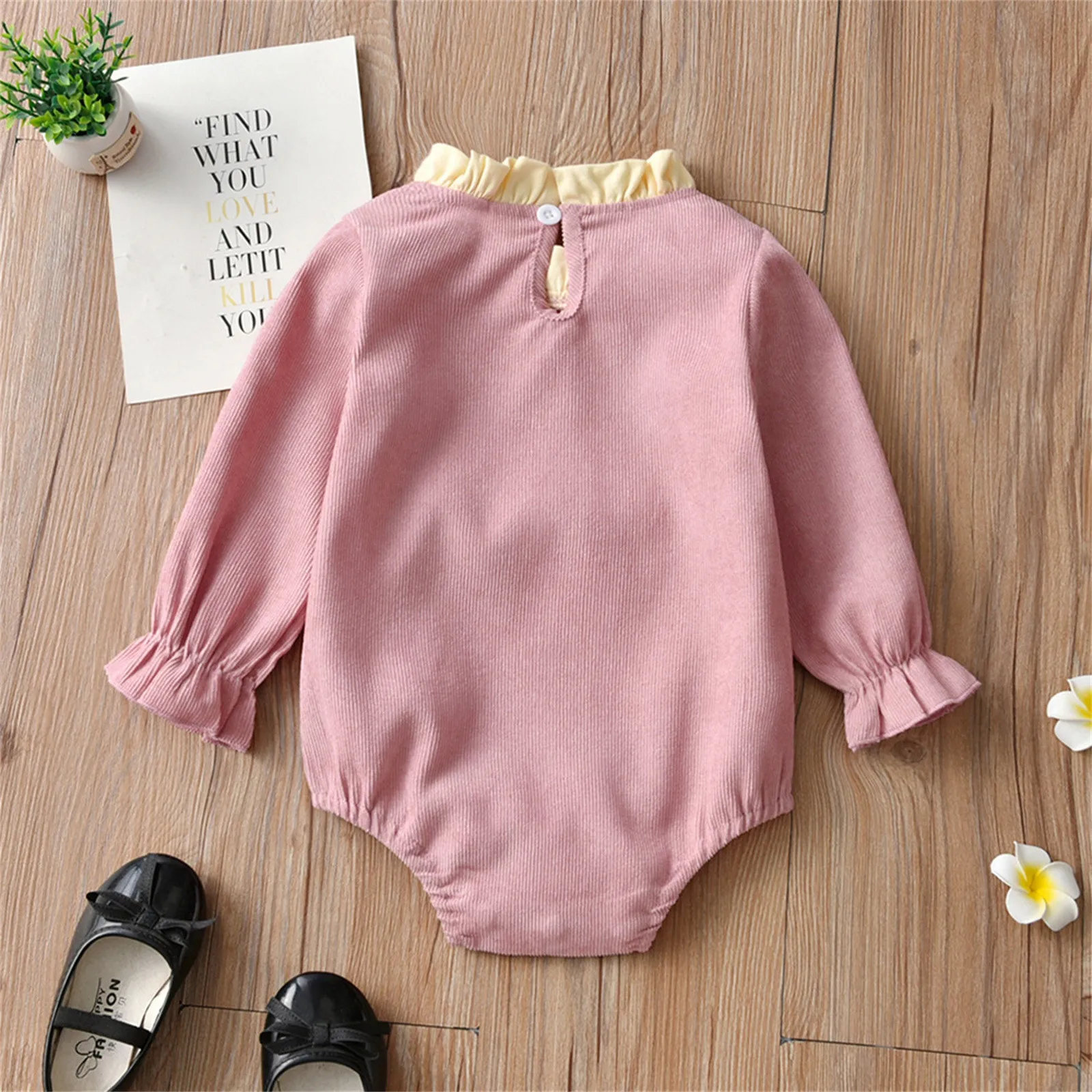 Infant Girls Long Sleeve Pullover Romper 0-24Months Newborn Bowknot Bodysuits Jumpsuits Rompers Baby Girls Full Sleeve Leotard