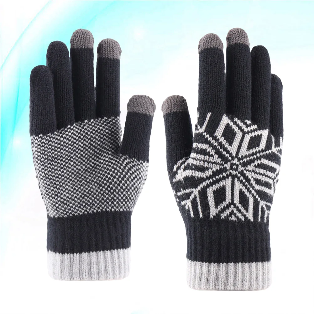 

Cashmere Touchscreen Gloves Winter Men Black Thermal Knitted Warm Man Point Fingers for