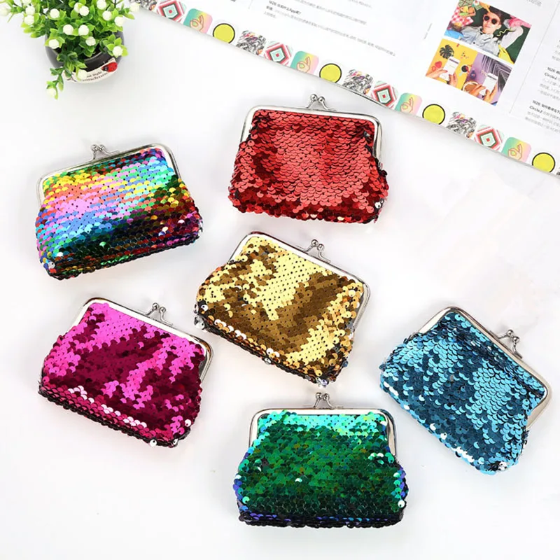 New Women Shiny Sequins Coin Purse Cute Portable Wallet Lady Bling Small Wallet Hasp Purse Kawaii Bag Clutch Bag Case