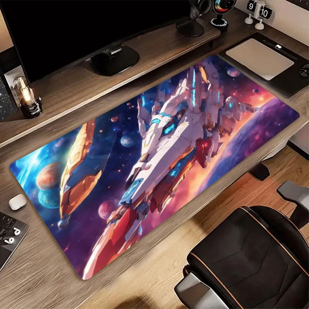 XXL Overlock Mousepad Sci-Fi Spaceship Mecha Cosmic Galaxy Art Non-Slip Rubber Keyboard Deskmat Laptop Desktop Gamer Desk Mats