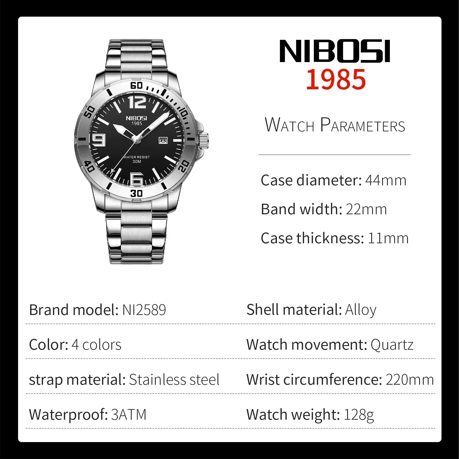 Nibosi männer quarzuhr blau wasserdichte uhr für männer edelstahl quarz luxus uhr leuchtende armbanduhr relogio masculino