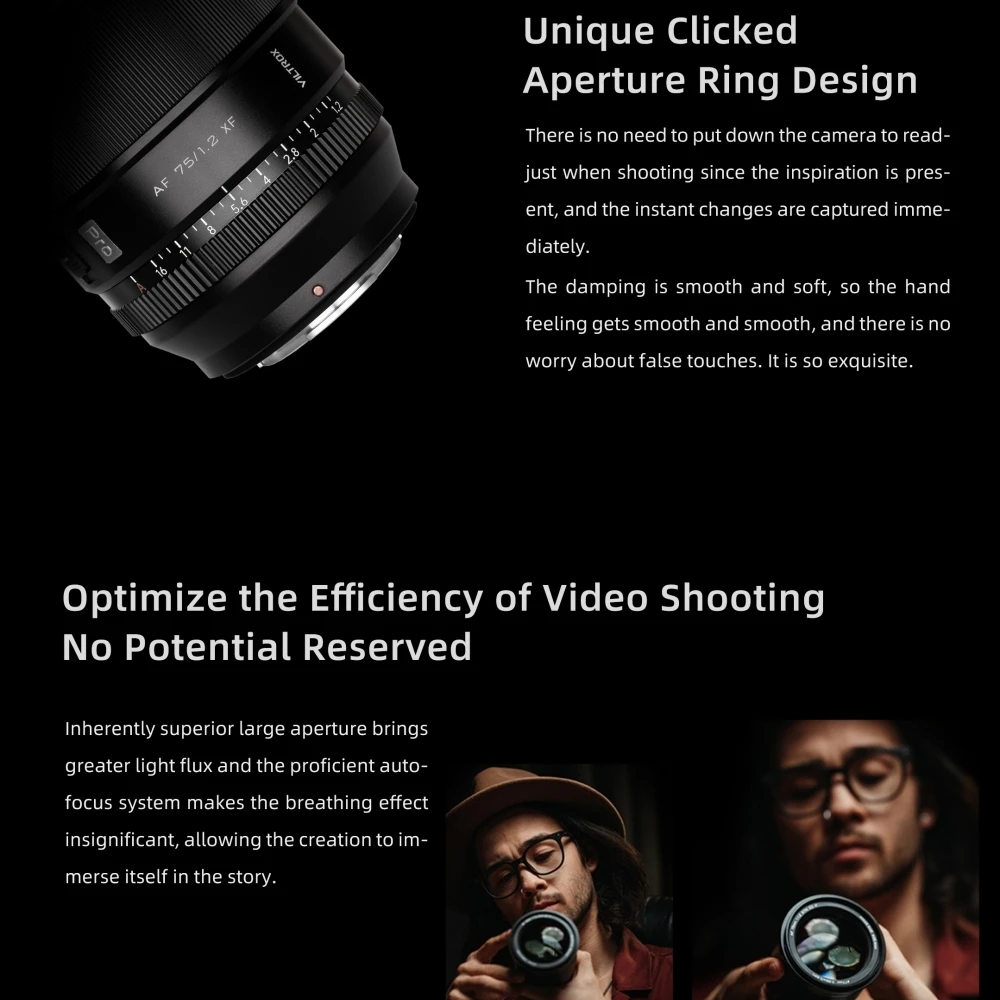 Viltrox 75mm f2.5 Autofokus Objektiv mit großer Blende für Fujifilm x Mount Sony E Mount Nikon Z Mount Kameras