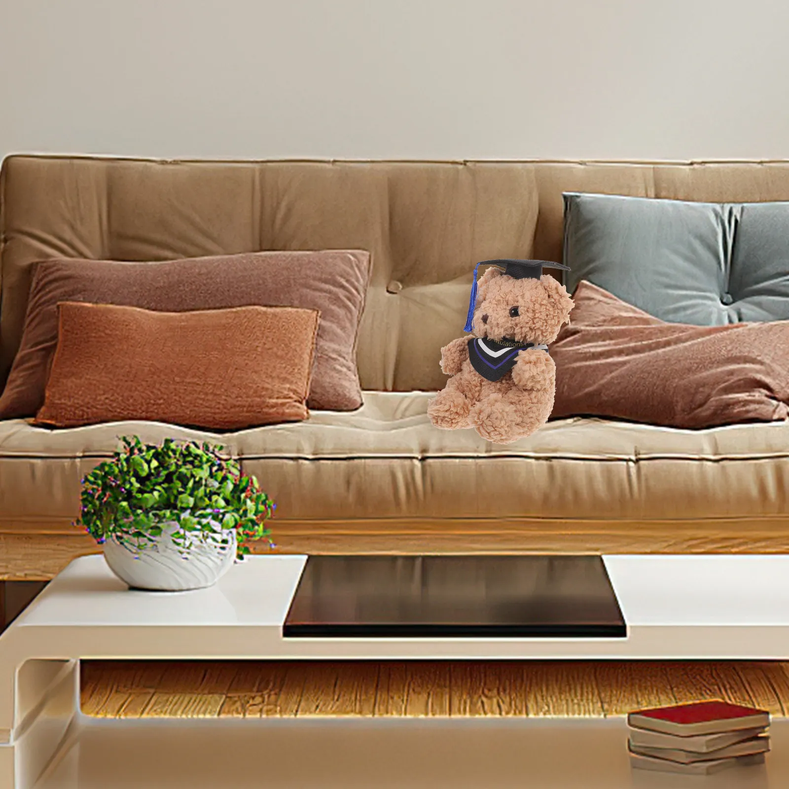 Graduation Bear Stuffed Animal Soft Huggable with Cap Perfect Graduation Gift Party Decor Bookshelf Sofa Car