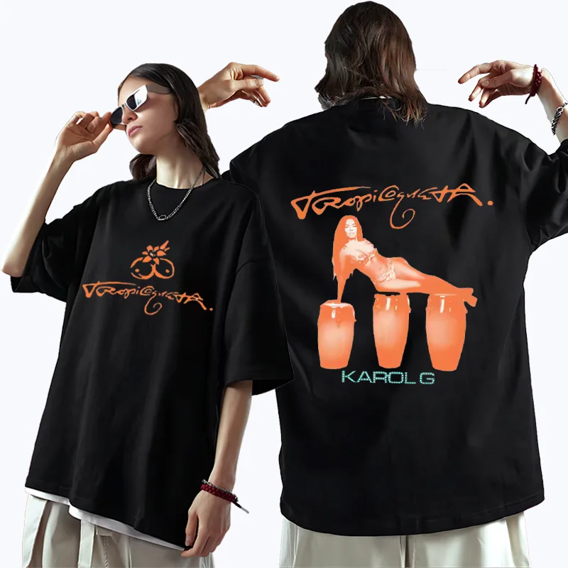 

Karol G Tropicoqueta Album T-shirt Men Women 2025 New vintage Clothing Pop Music T-shirts Casual Cotton Short Sleeve Streetwear