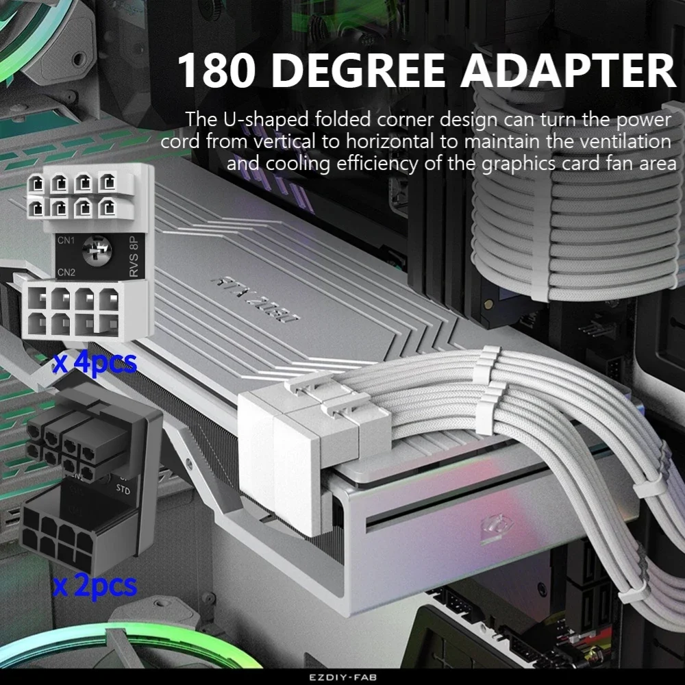 ATX 8-Pin-Buchse auf 8-Pin-Stecker Kabelmanagement-Ports Computerteile Grafikkartenadapter Zubehör für Desktop-GPU 1-4 Stück