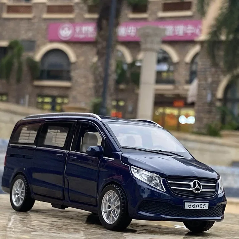 1:32 Mercedes-Benz V260 Business Nanny Car Alloy Car Model Sound And Light Pull Back Boy Toy Car Simulation Car Model Decoration