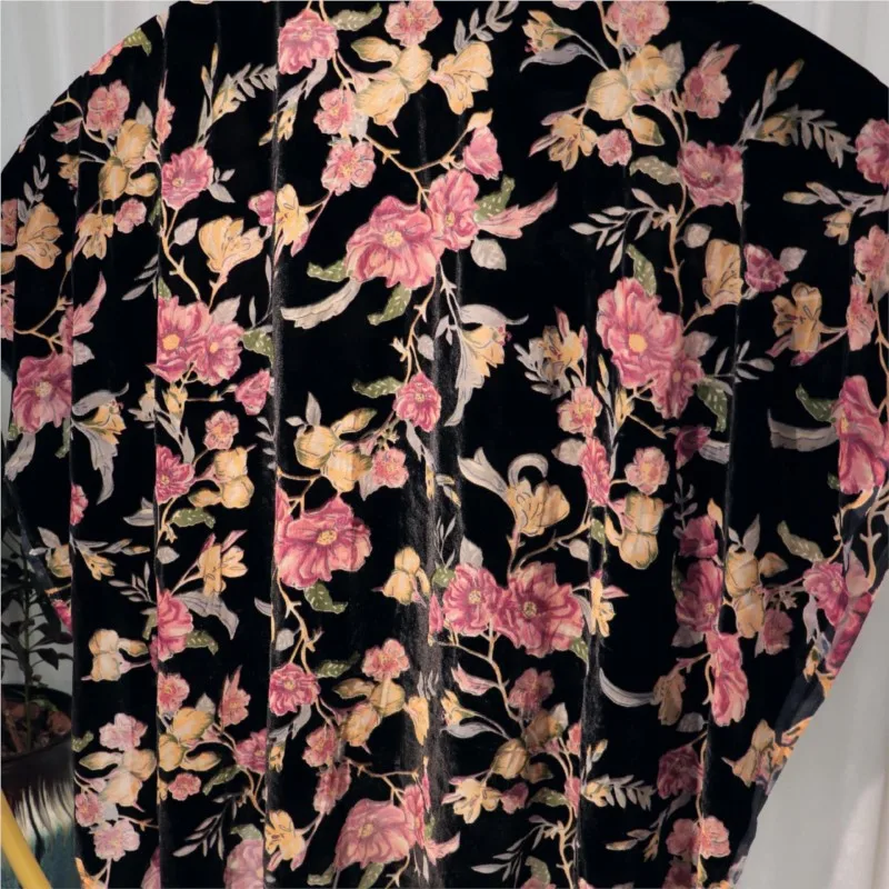 

Тканое бархатное парчовое вискозное платье с принтом в виде чонсама и сжиженной ткани