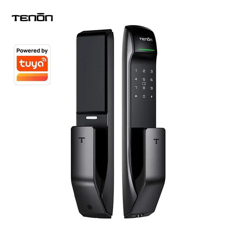 Tenon A2 Electronic Smart Lock Tuya Push Pull Intelligent Fingerprint Digital Smart Door Lock For Apartment Building