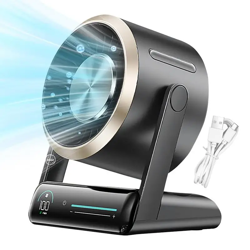 

Desktop Fan Electric Small Desk Fan Bedside Rechargeable Digital Display Air Circulator With 100 Speeds Cool Gadgets Portable