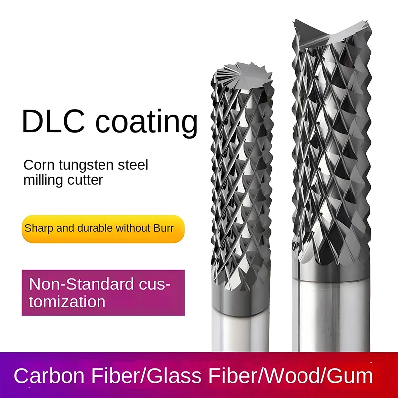 

Imported Diamond Coated Corn Tungsten Steel Milling Cutter Carbon Fiber Circuit Board Graphite Material Special Milling Cutter