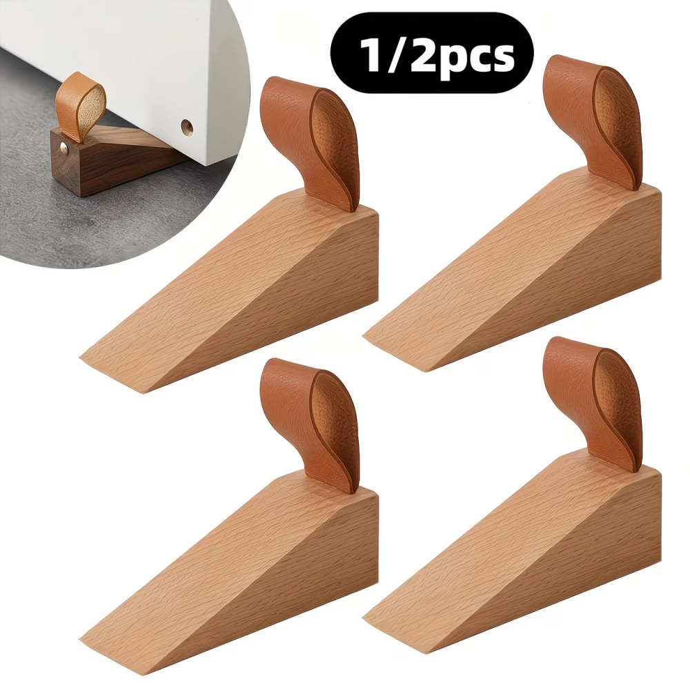 1/2pcs Solid Wood Door Stopper Durable Anti Slip Wedge for Home Office Heavy Doors Floor Protection Solution