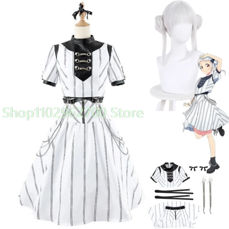 

Anime LoveLive!SuperStar!! Arashi Chisato Cosplay Costume Arashi Chisato Wig Stripe Skirt Woman Christmas Carnival Party Suit