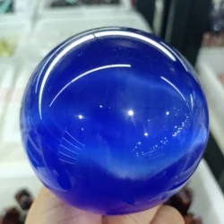 Magical Natural Cat's Eye Quartz Crystal Ball Mineral Reiki Spirit Healing Home Office Demagnetization Decoration Energy Gem