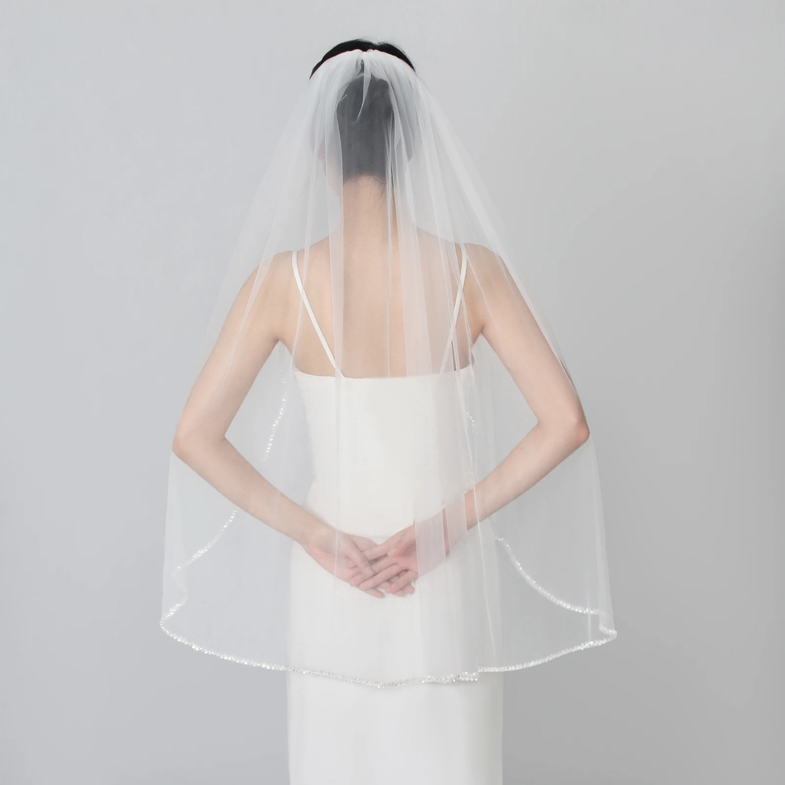 الحجاب للعروس عقال مقياس السمك الترتر الدانتيل مخيط يدويا قوية ودائمة 1 متر الأبيض مشط الشعر الكلاسيكي نمط لينة G63