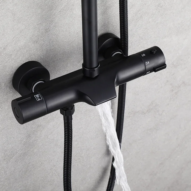 Bathroom Shower Faucet Black Wall Mounted Shower set Cold and Hot Water Mixer Tap shower faucet set