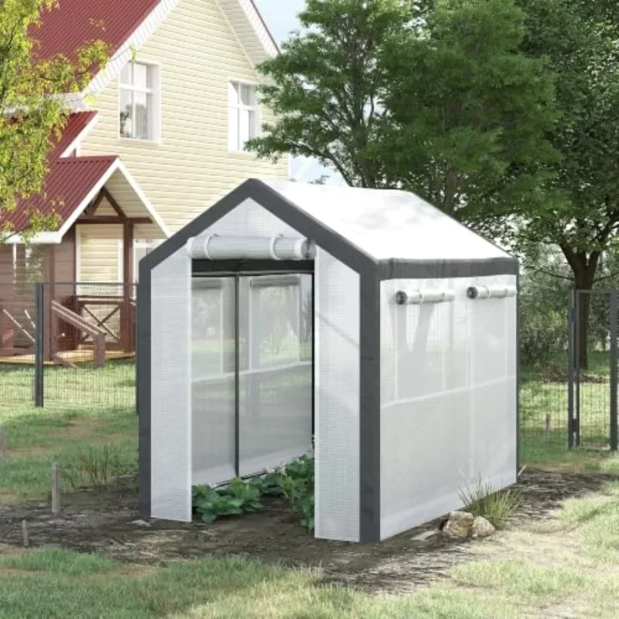 Walk-in Greenhouse for Outdoor Gardening Canopy, White PE Fabric, UV-Resistant Ventilated
