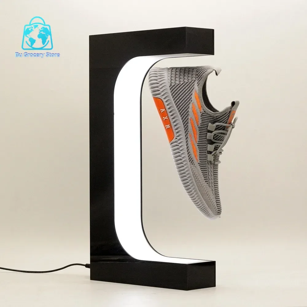 Magnetic Levitation Floating Shoe Display Stand Swivel Sneaker Stand LED Light Rotation Advertising Store Collection Display