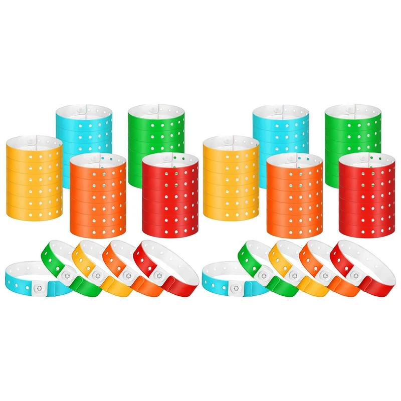 

Hot-200 Pcs Plastic Wristbands Colorful Party Wristbands Event Wristbands Concert Carnival Themed Party 5 Colors