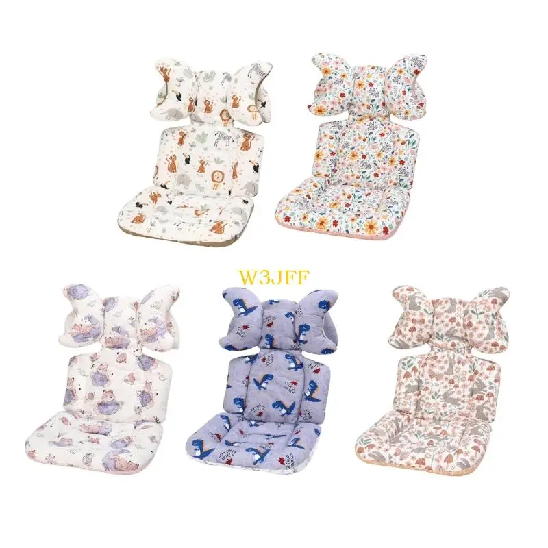 

W3JF Double Sided Infant Strollers Pad Machine Washable Cotton Fabric Nonslip Base