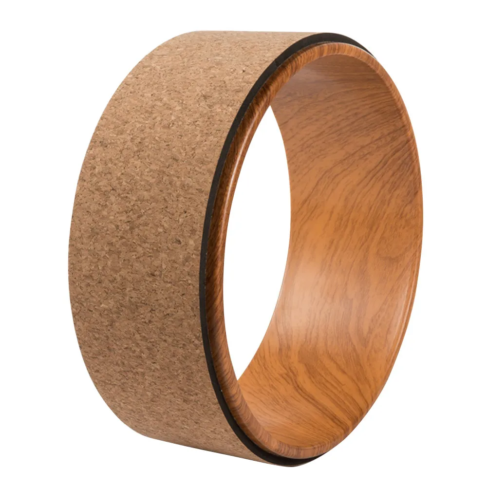 Ergonomic Yoga Wheel Backbend Support Tool Natural Cork Surface Pilates Circle for Spine Mobility Chest Opening Thighs Arms