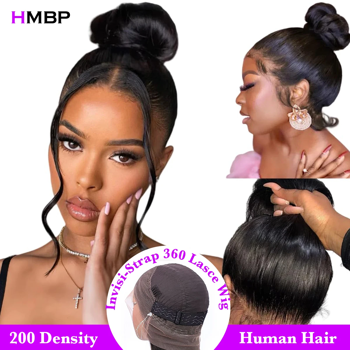 

Invisi Strap 360 Glueless Full Lace Front Wigs Human Hair Bone Straight 200 Density Hidden Invisible Strap 360 Full Hd Lace Wig