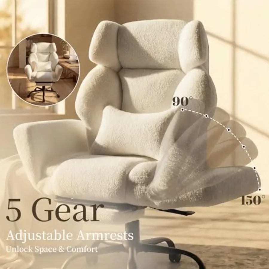 Office Chair with Flip Armrests, Big and Tall Ergonomic Computer Gaming Chair with Feet Rest, Extra Wide Seat Lumbar Pillow, Te view 4