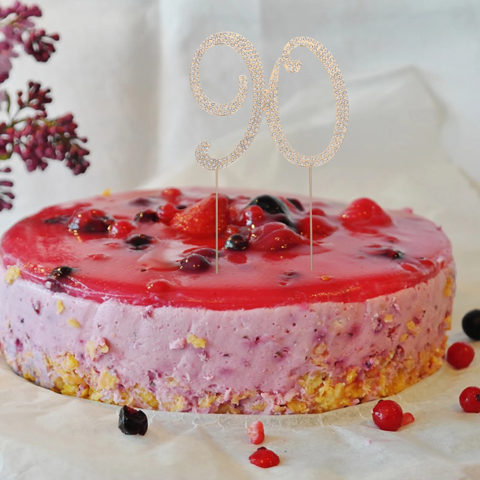 

Number Cake Topper Metal Rhinestone 90th Birthday Cake Decoration Number Cupcake Pick Party Anniversary 90th Birthday Decor