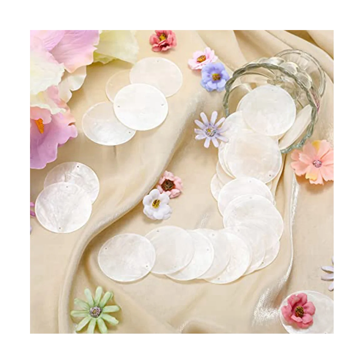 120 Pcs Round Natural Shells Capiz Sea Shells 2 Inch Oyster Shells for Crafting with 2 Holes Sea Shell Discs