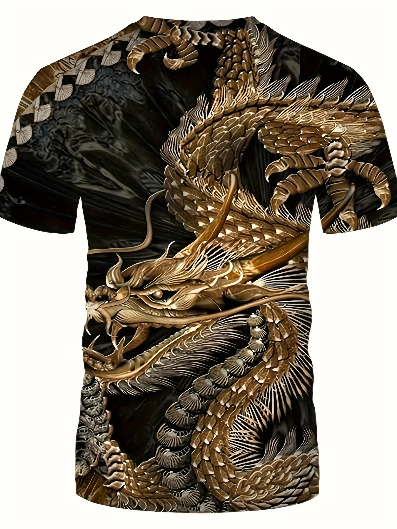 Summer Daily Men's Casual Round Neck Short Sleeve T-Shirt 3D Printed Dragon Pattern Printed Outdoor Street