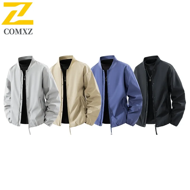 

COMXZ 2025 Men Women Couple Baseball Collar Jacket Autumn Trendy Loose Fit Versatile Casual Lightweight Comfortable Coat