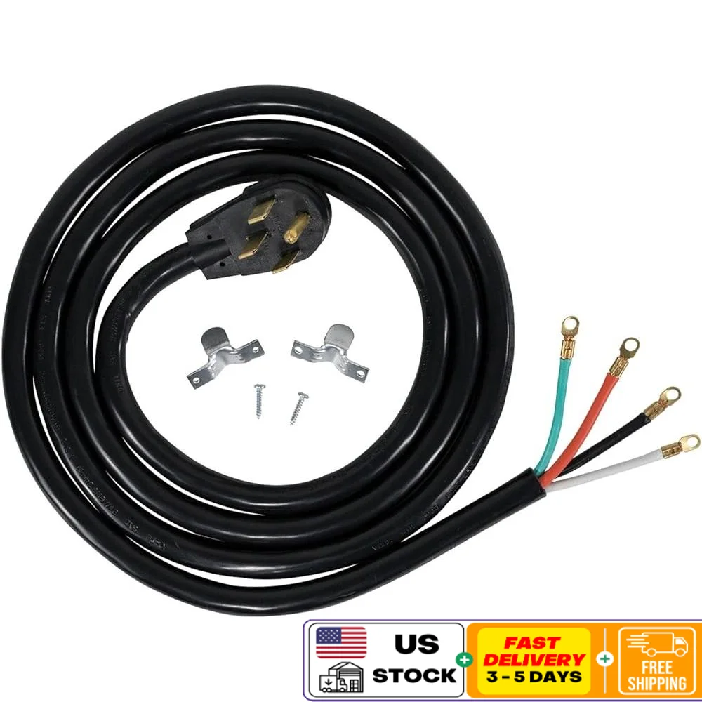 

50 А, 4-контактный шнур питания, 10 футов, кабель для бытовой техники, 250 В, медные люверсы, прямоугольный разъем, сверхмощный