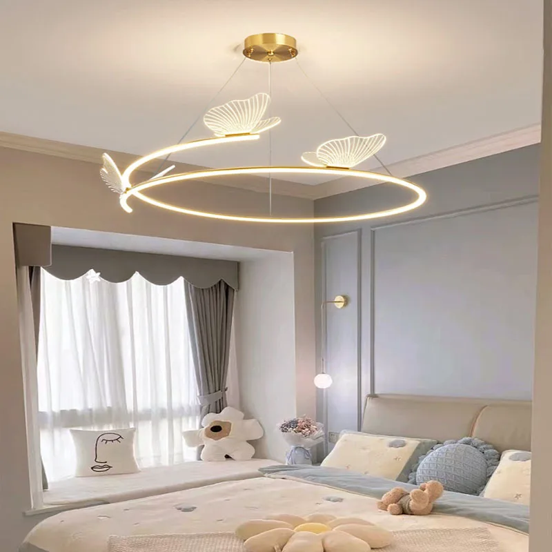 Modern round chandelier, decorative dining room furniture lamp, butterfly dining room chandelier