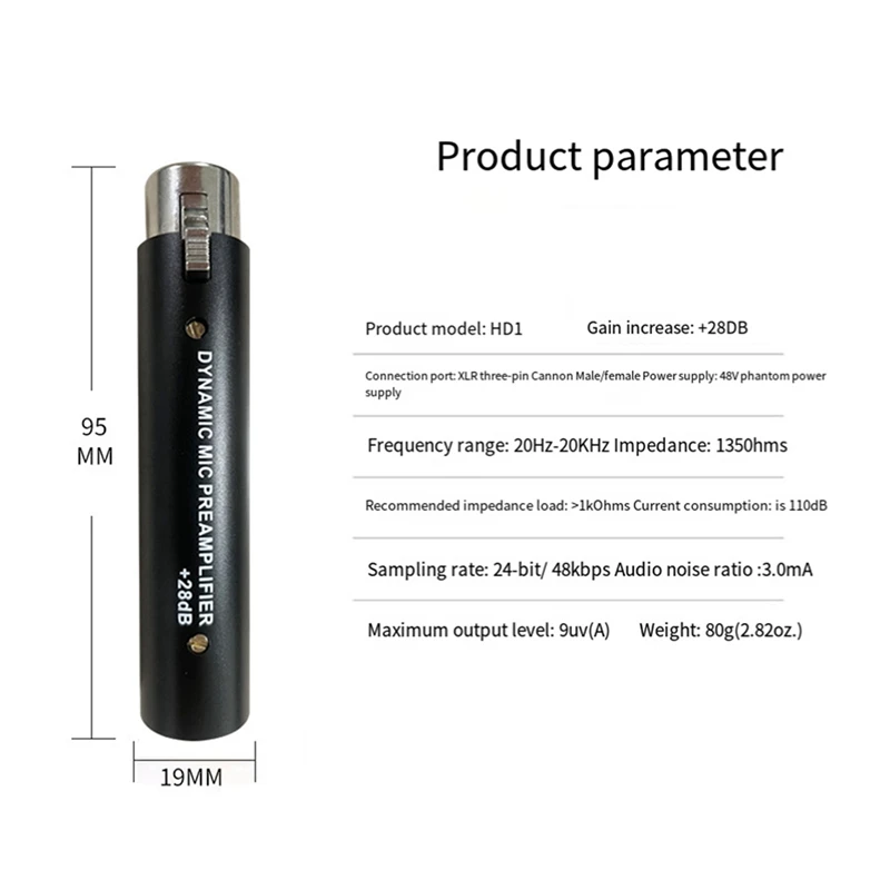 【Hot Cake】 Preamplificatore microfonico 3X per amplificatore microfonico dinamico a guadagno DM1 28DB per microfoni a nastro dinamici e passivi