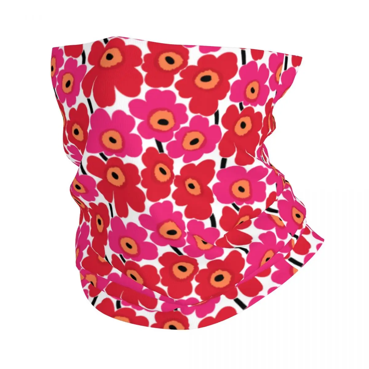 Custom Colorful Flower Floral Little Poppy Bandana Neck Gaiter Windproof Face Scarf Cover Women Men Headwear Tube Balaclava