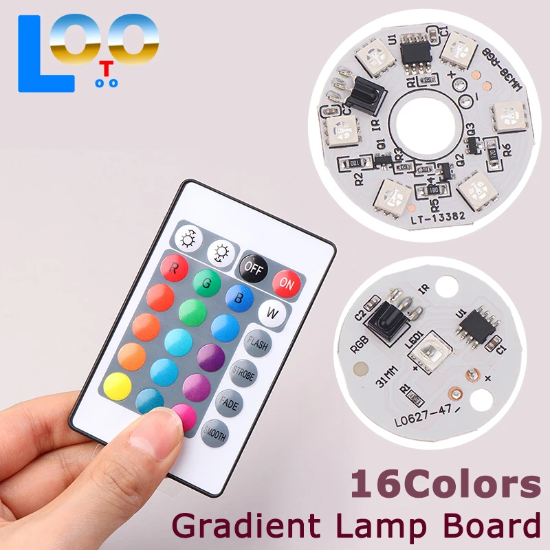 Светодиодная RGB-светильник, 16 цветов, красочная градиентная круглая лампа с дистанционным управлением, 5 В постоянного тока, низковольтный USB, сделай сам, ночной окружающий свет