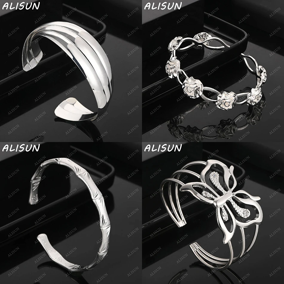 

ALISUN 925 Sterling Silver Design Bangle For Women Men Fashion Jewelry Charm Grace Noble Wedding Accessories
