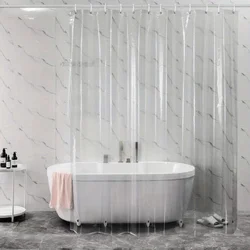 1PC PEVA Shower Curtain Waterproof Plastic Clear Bath Curtains Bathroom Curtains Home Decoration with Hooks