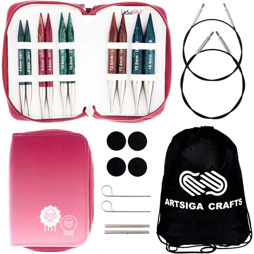 

Набор сменных круглых игл Chunky 5 дюймов с футляром и аксессуарами